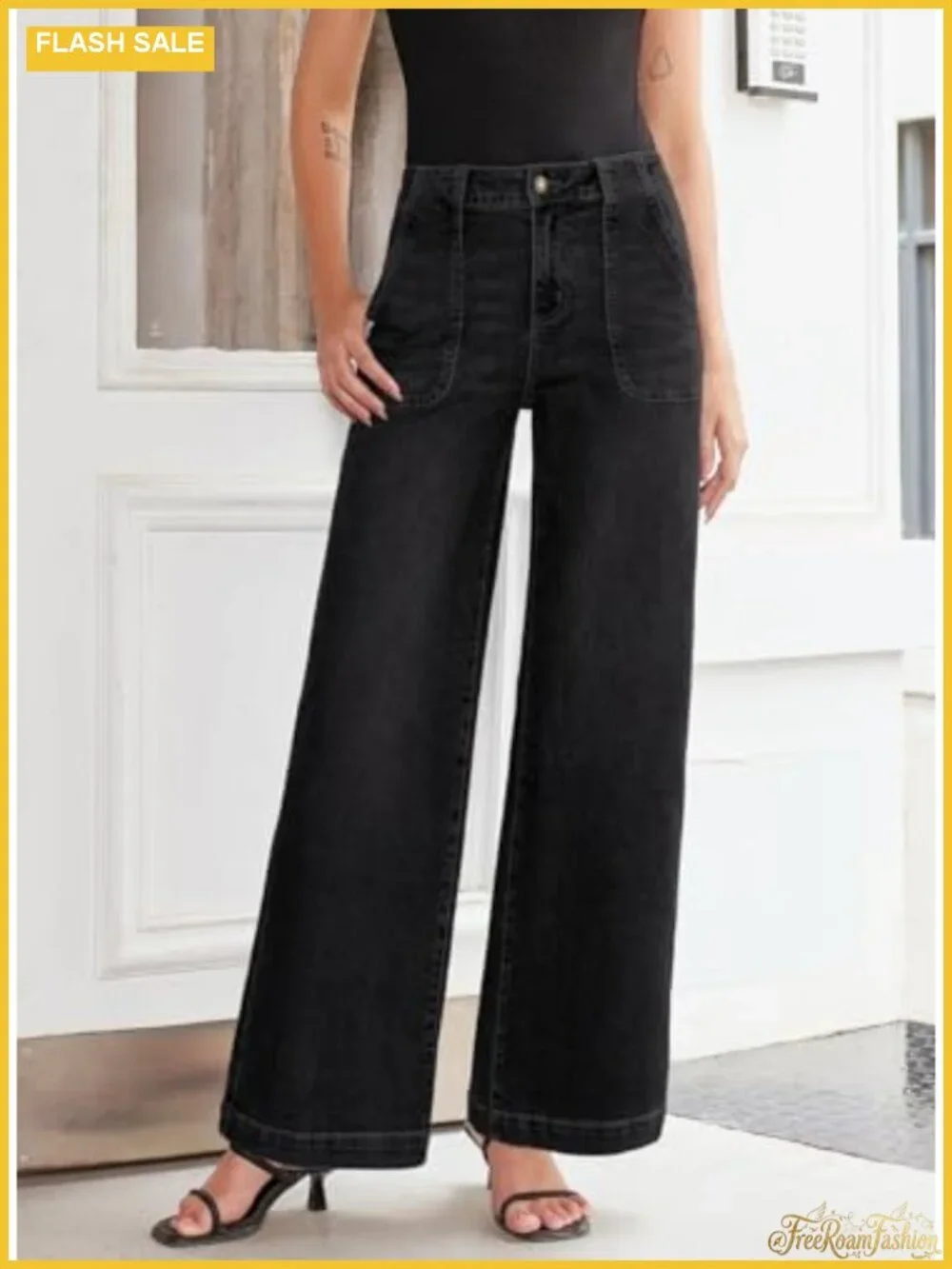 High Waisted Wide Leg Jeans Baggy Straight Leg Stretchy Denim Pants